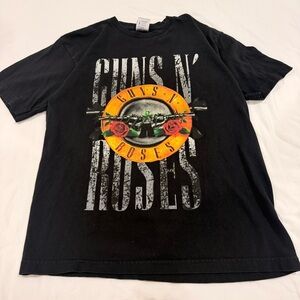 Bayside Made in America guns and roses Black Tee - Medium